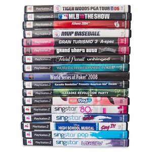 Sony PlayStation 2 Video Game Lot 17 Games Sports Karaoke Poker PS2 Bundle Multi